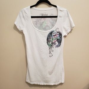 Sinful Angel White Scoop Neck SS Tee - L